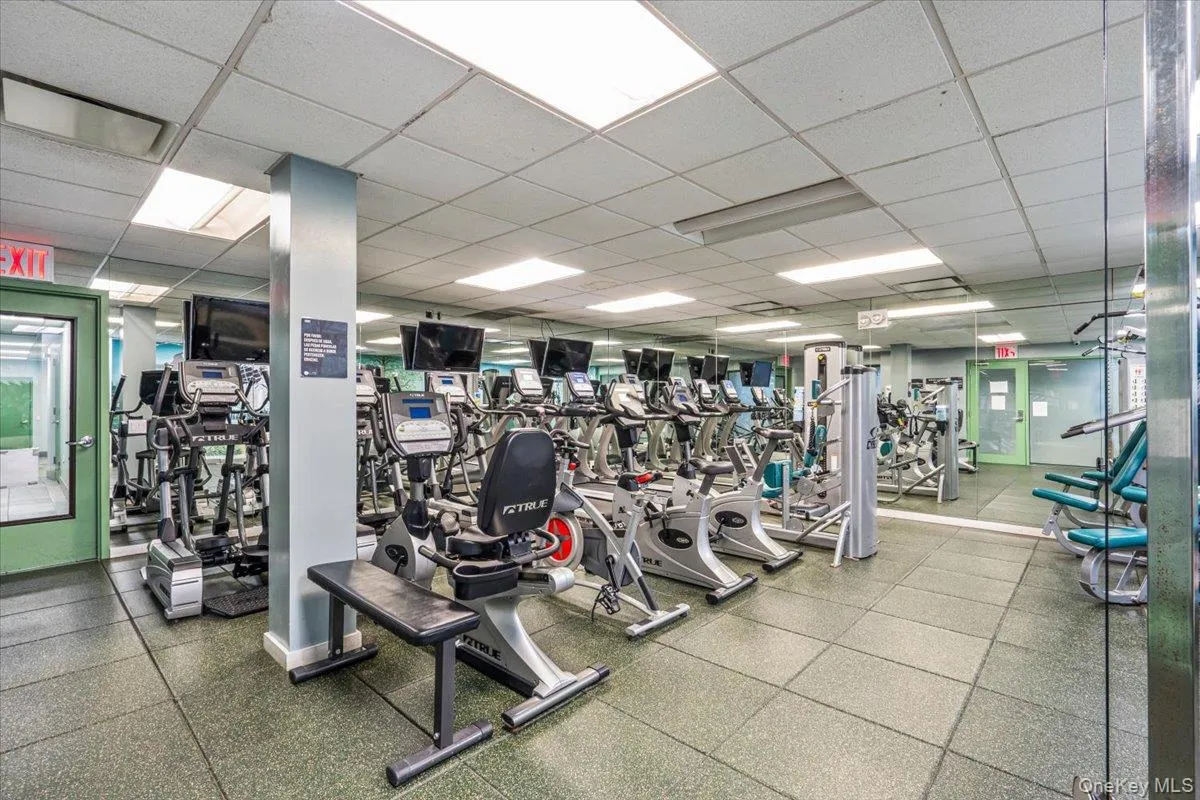 Exercise room with a drop ceiling Exercise room with a drop ceiling