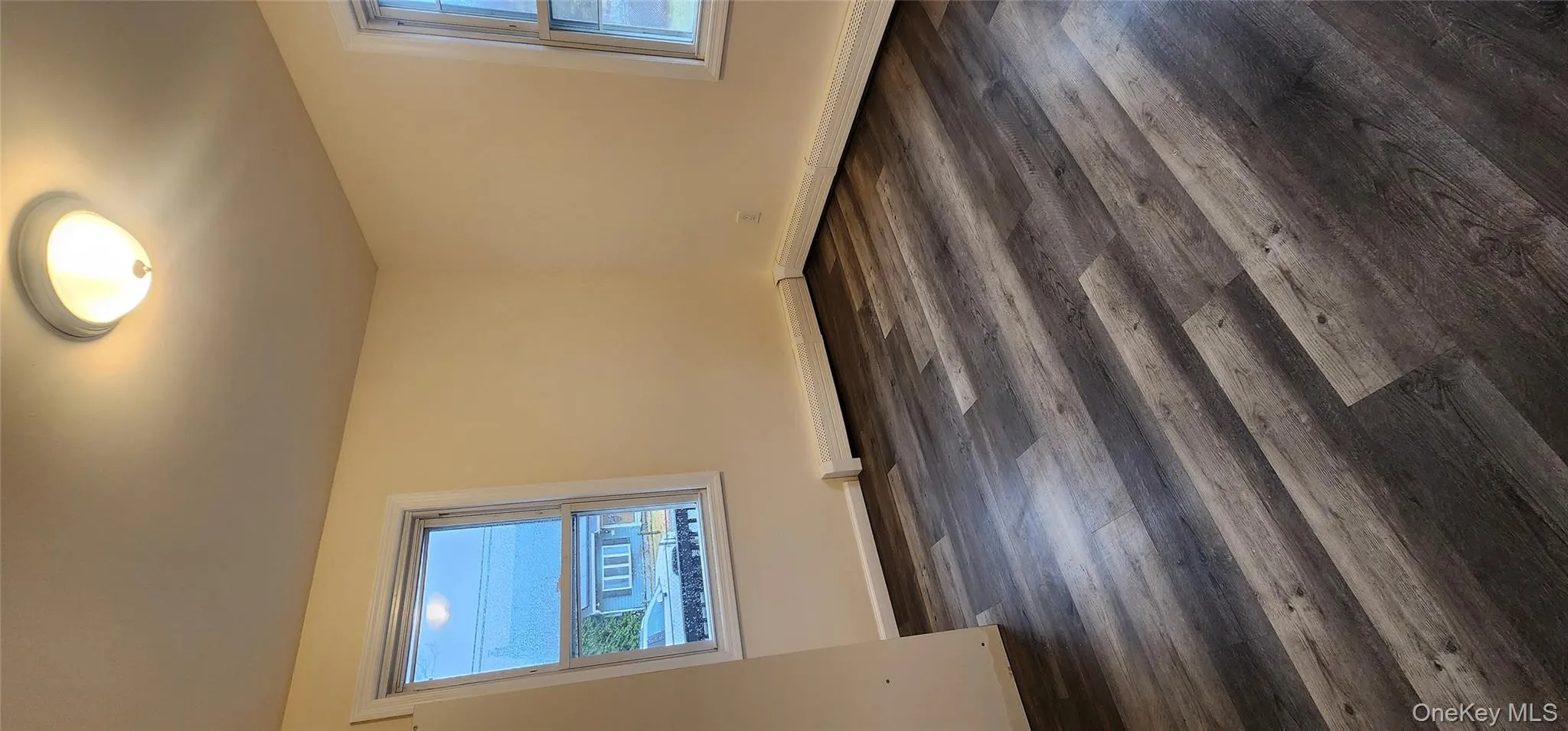 Spare room featuring healthy amount of natural light and dark wood-style flooring Spare room featuring healthy amount of natural light and dark wood-style flooring