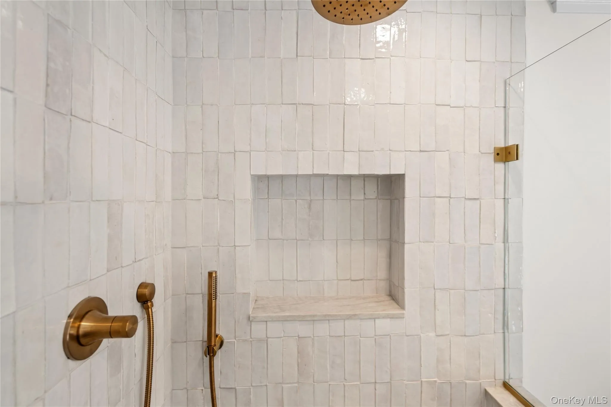 Bathroom view of tiled shower Bathroom view of tiled shower