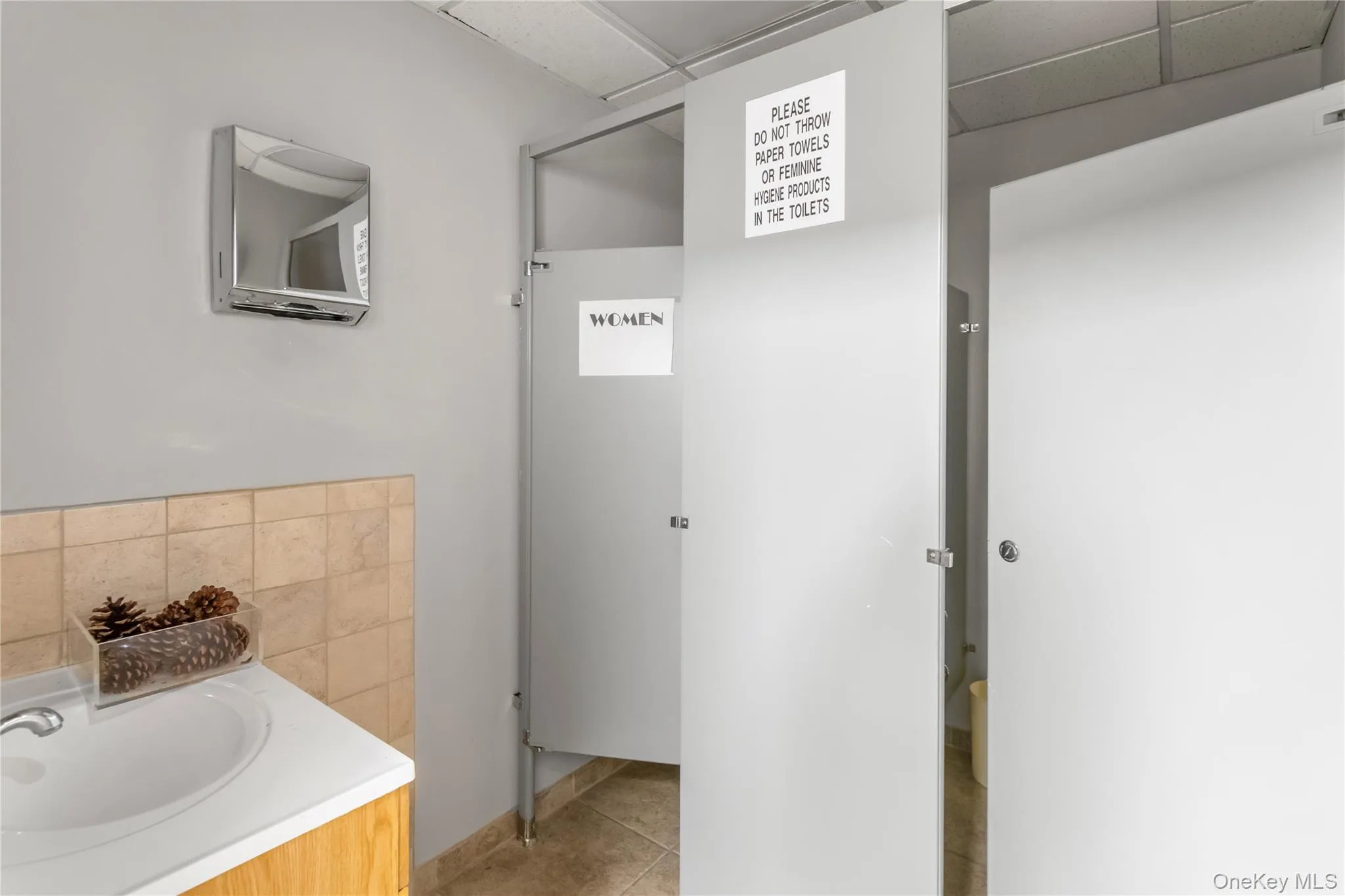 Bathroom with vanity and a drop ceiling Bathroom with vanity and a drop ceiling