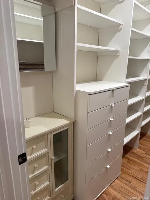 Walk in closet featuring light wood-type flooring Walk in closet featuring light wood-type flooring