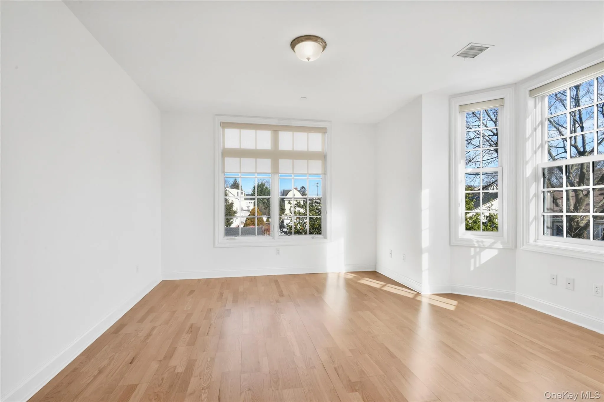 Unfurnished room with light wood-type flooring and healthy amount of natural light Unfurnished room with light wood-type flooring and healthy amount of natural light