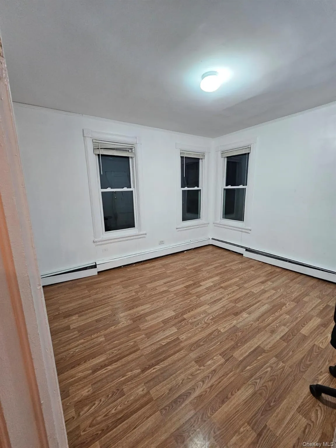 Unfurnished room featuring light wood-style flooring and a baseboard heating unit Unfurnished room featuring light wood-style flooring and a baseboard heating unit