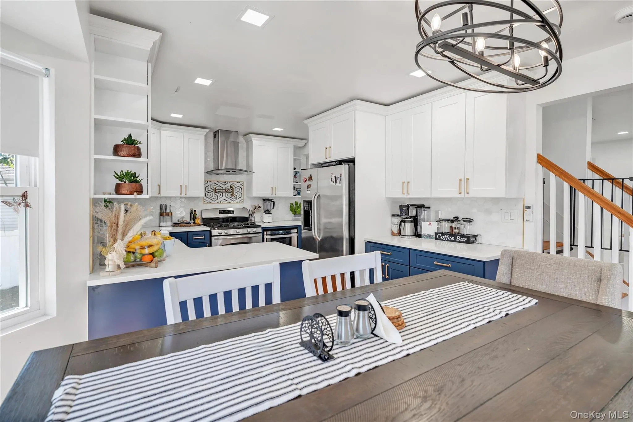 Dining room with a chandelier Dining room with a chandelier