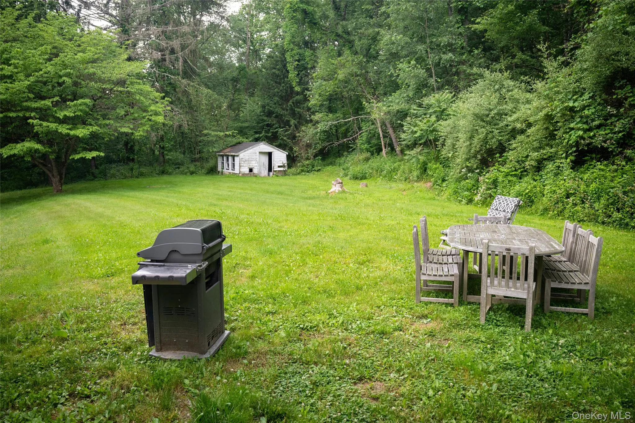 View of grassy yard with an outbuilding View of grassy yard with an outbuilding