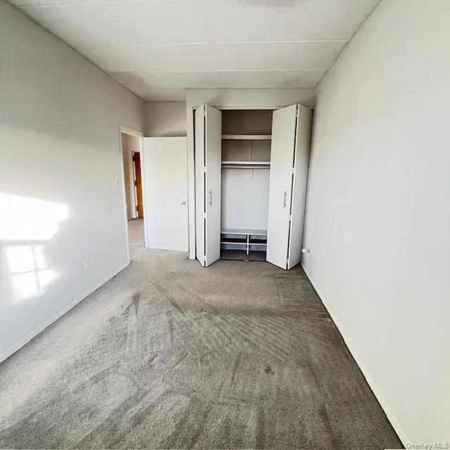 Unfurnished bedroom with carpet and a closet Unfurnished bedroom with carpet and a closet