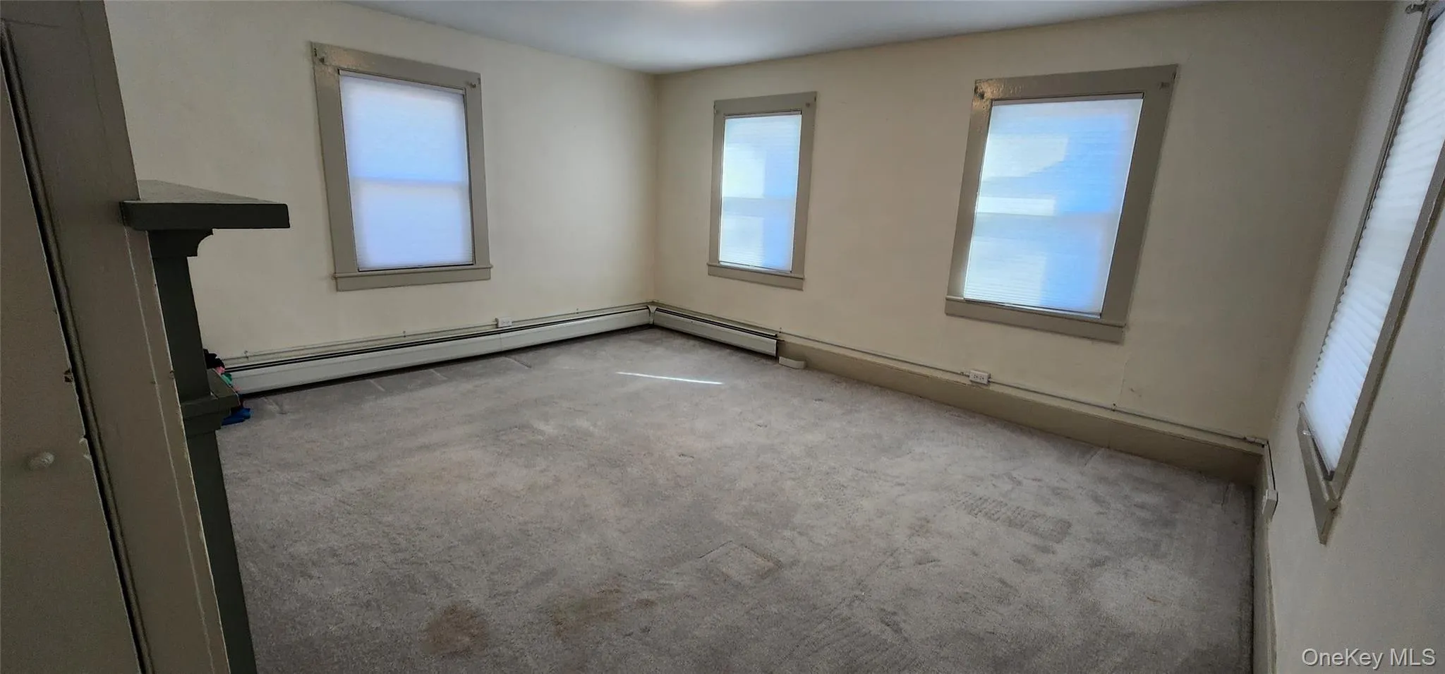 Carpeted empty room featuring a baseboard radiator Carpeted empty room featuring a baseboard radiator