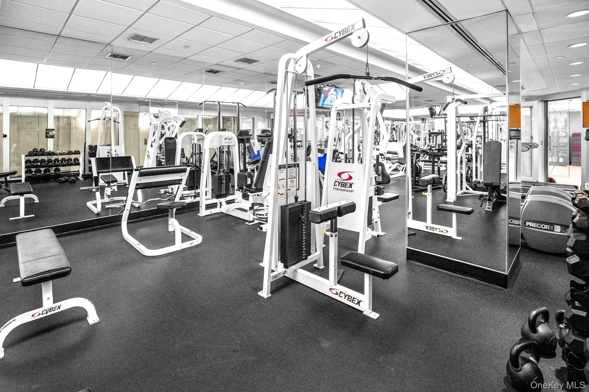 Exercise room featuring a paneled ceiling Exercise room featuring a paneled ceiling