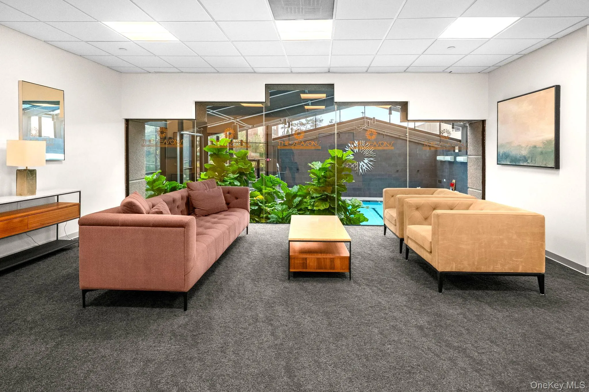 Lobby with a paneled ceiling Lobby with a paneled ceiling