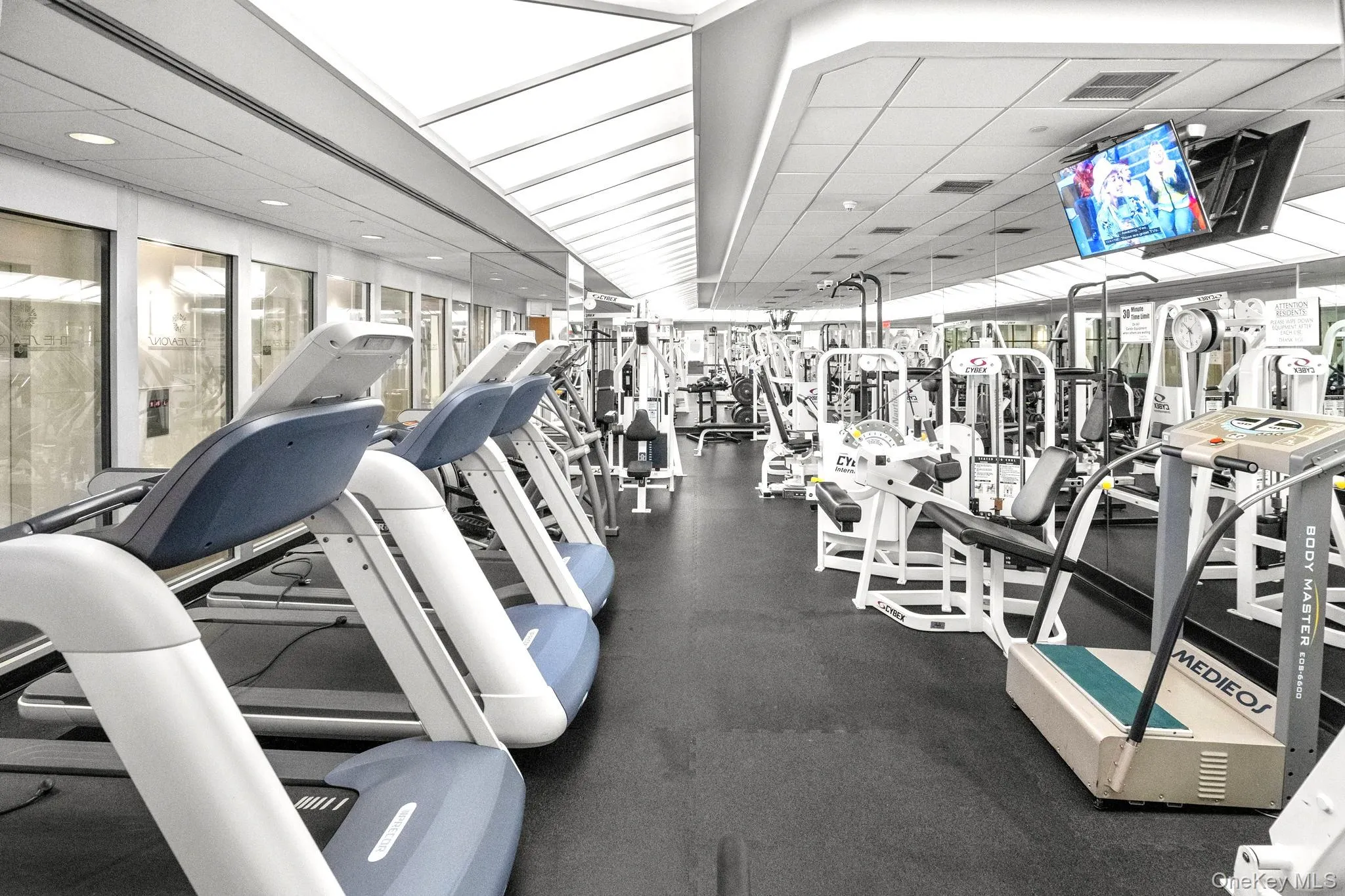 Exercise room with a drop ceiling Exercise room with a drop ceiling