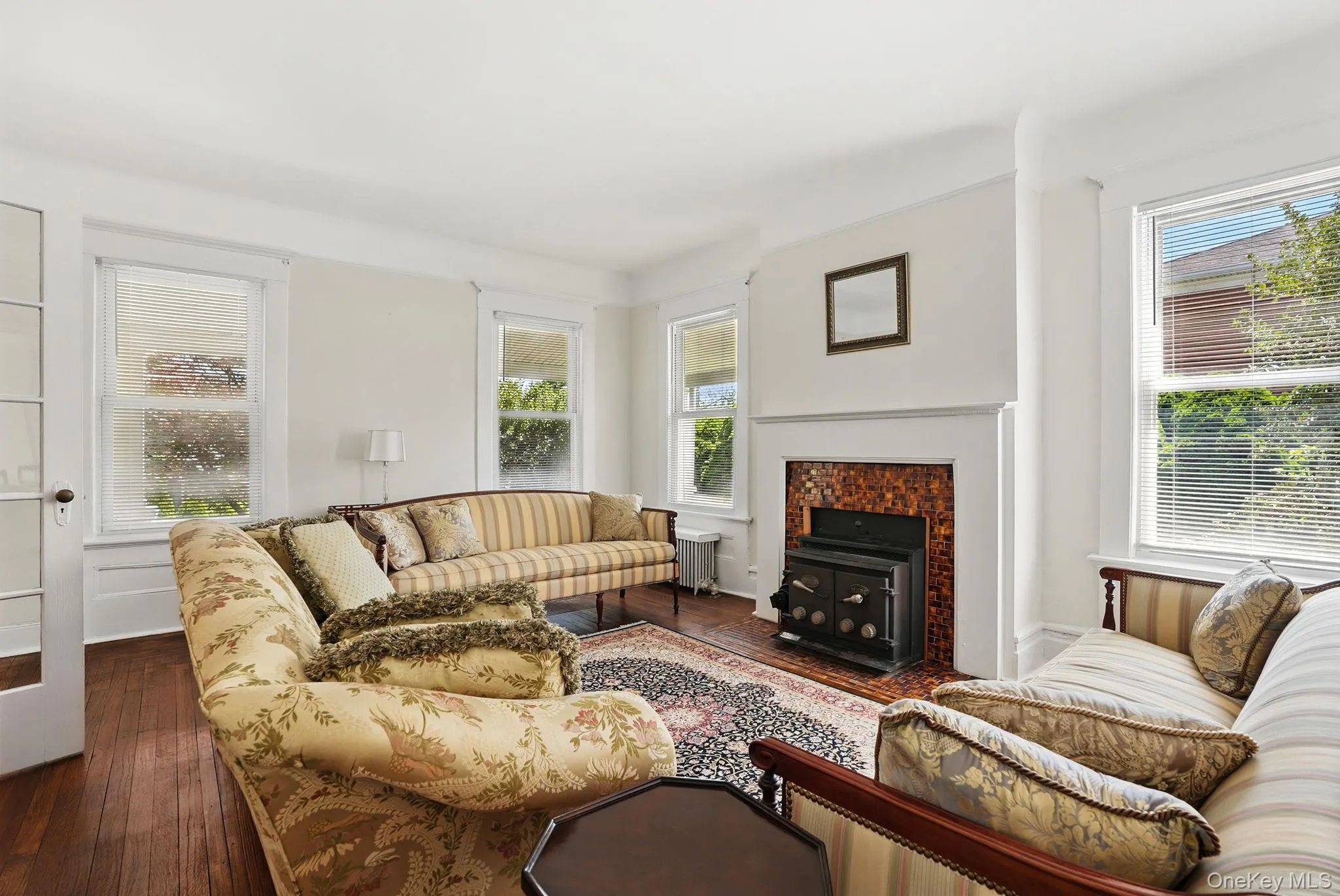 Hardwood floors and fireplace Hardwood floors and fireplace