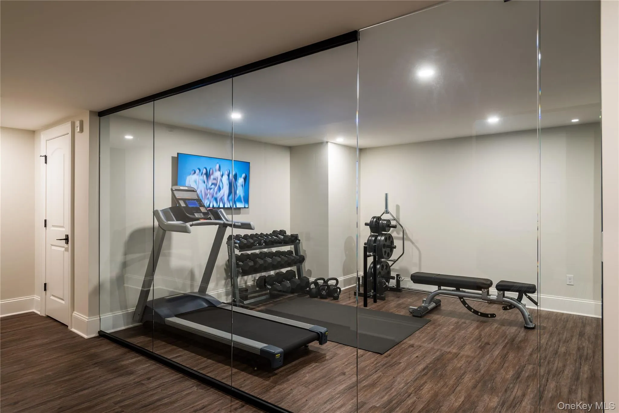Workout room with recessed lighting Workout room with recessed lighting