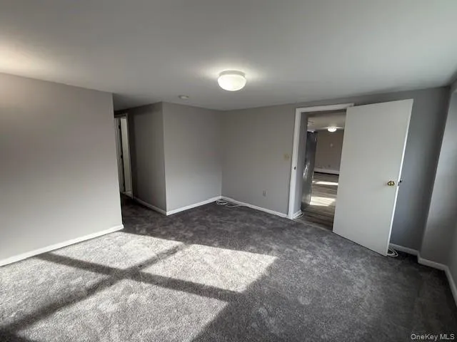 Empty room with carpet and baseboards Empty room with carpet and baseboards