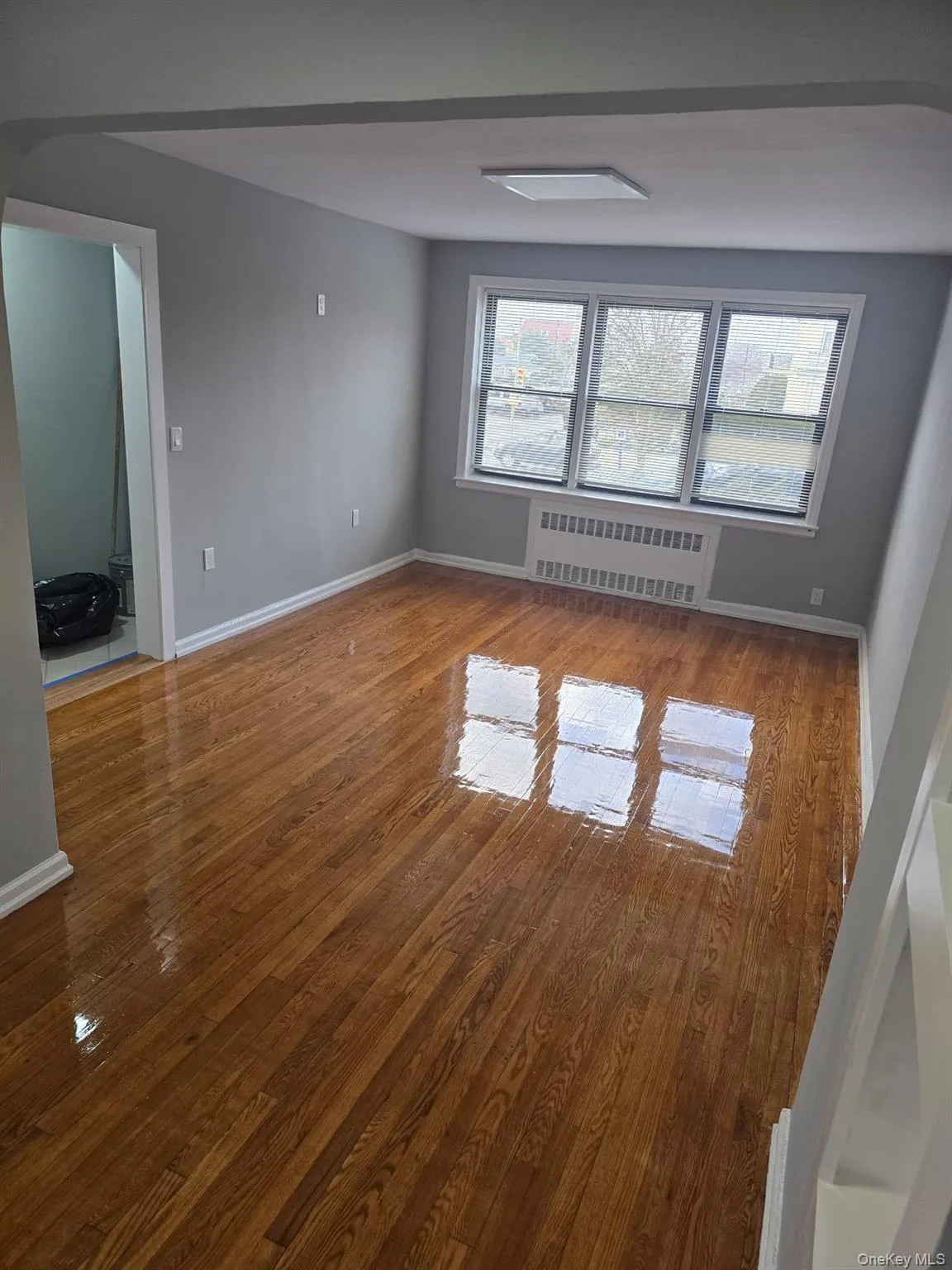 Spare room with radiator and hardwood / wood-style flooring Spare room with radiator and hardwood / wood-style flooring