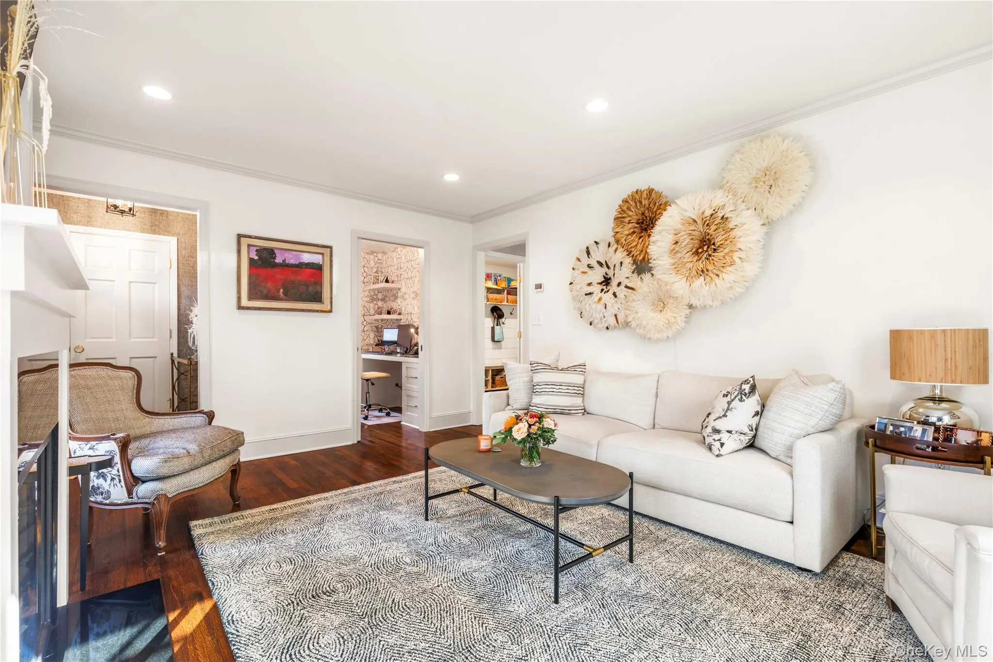 Living area with view of office Living area with view of office