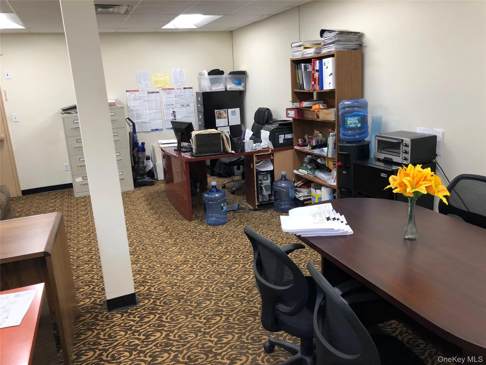 Home office with a drop ceiling Home office with a drop ceiling