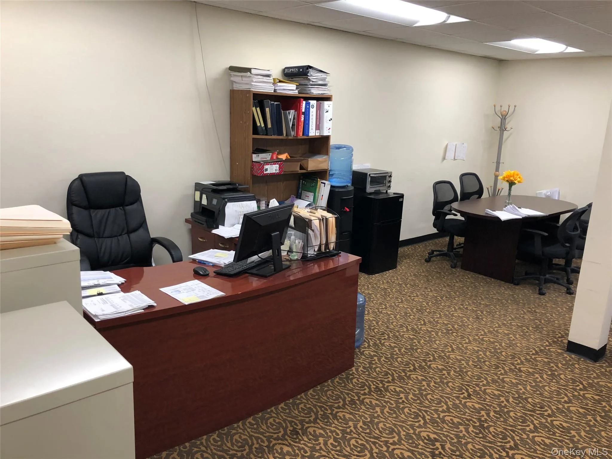 Office area featuring a paneled ceiling and washer / clothes dryer Office area featuring a paneled ceiling and washer / clothes dryer