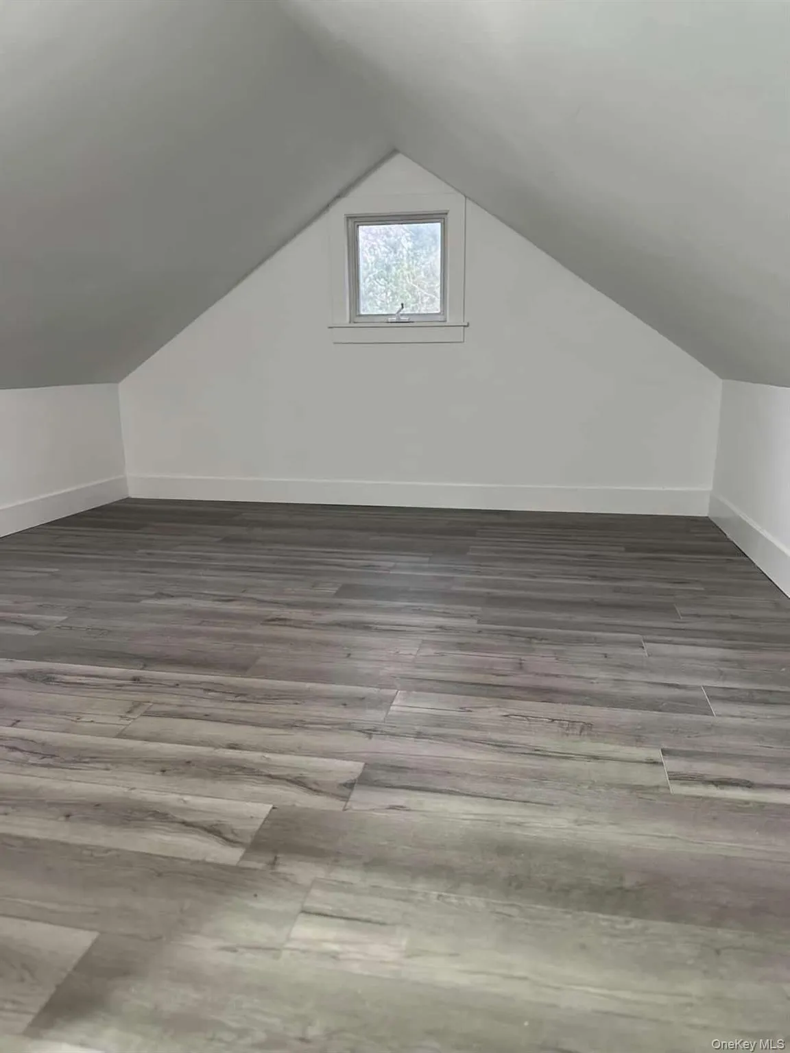 featuring a baseboard radiator, vaulted ceiling, dark wood finished floors, and recessed lighting featuring a baseboard radiator, vaulted ceiling, dark wood finished floors, and recessed lighting