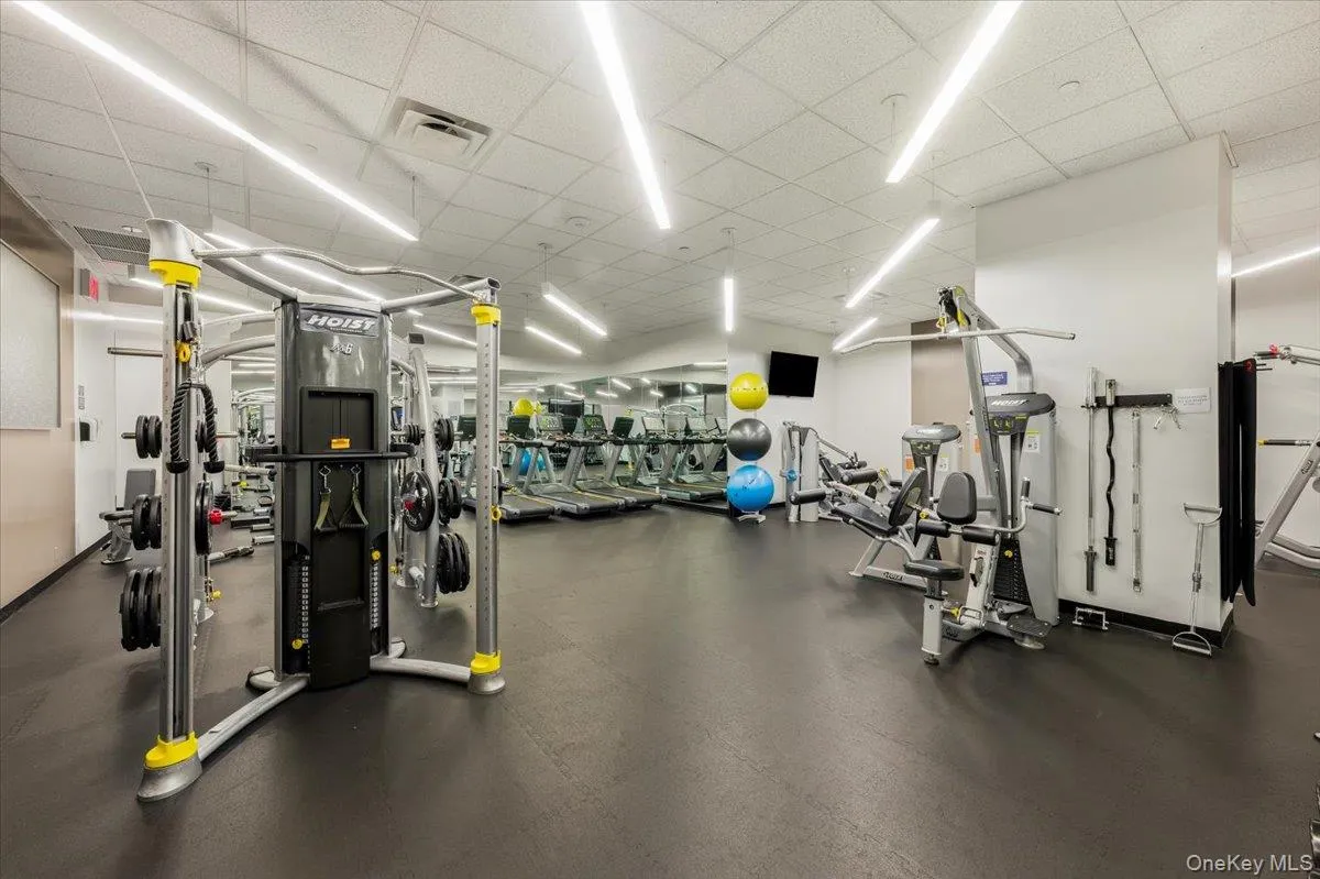 Gym featuring a drop ceiling Gym featuring a drop ceiling
