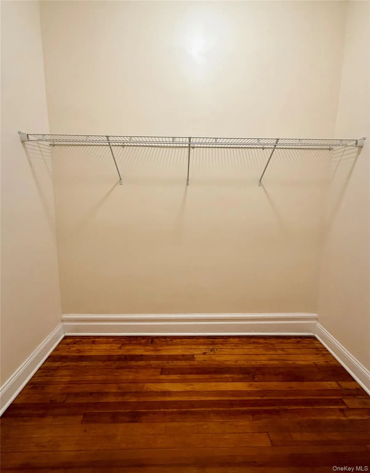 Walk in closet with dark wood-style flooring Walk in closet with dark wood-style flooring