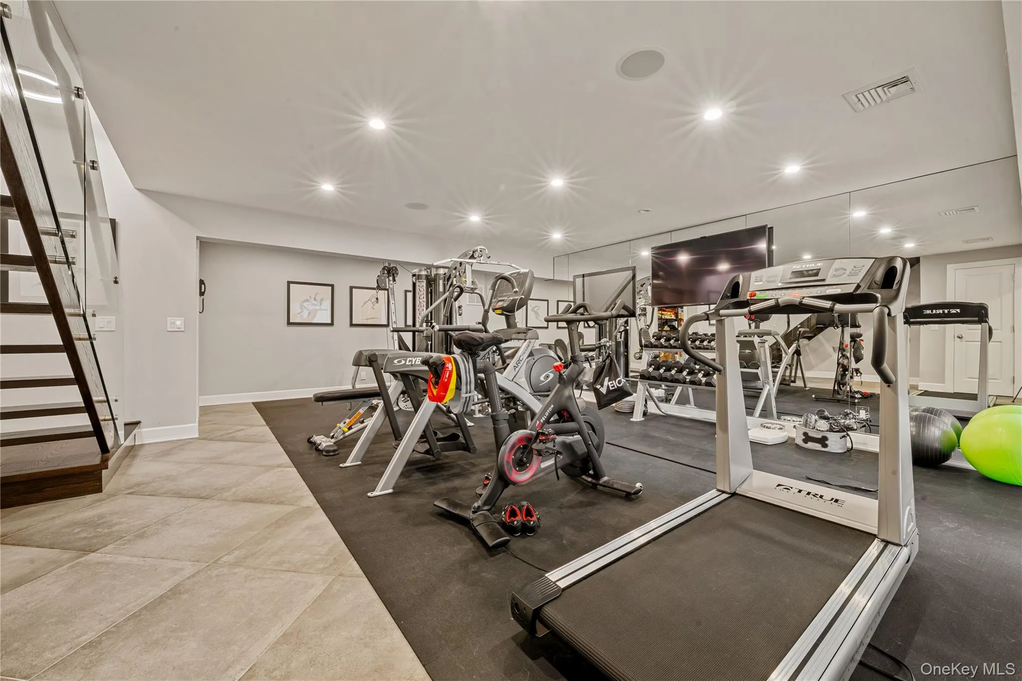 Gym featuring recessed lighting Gym featuring recessed lighting