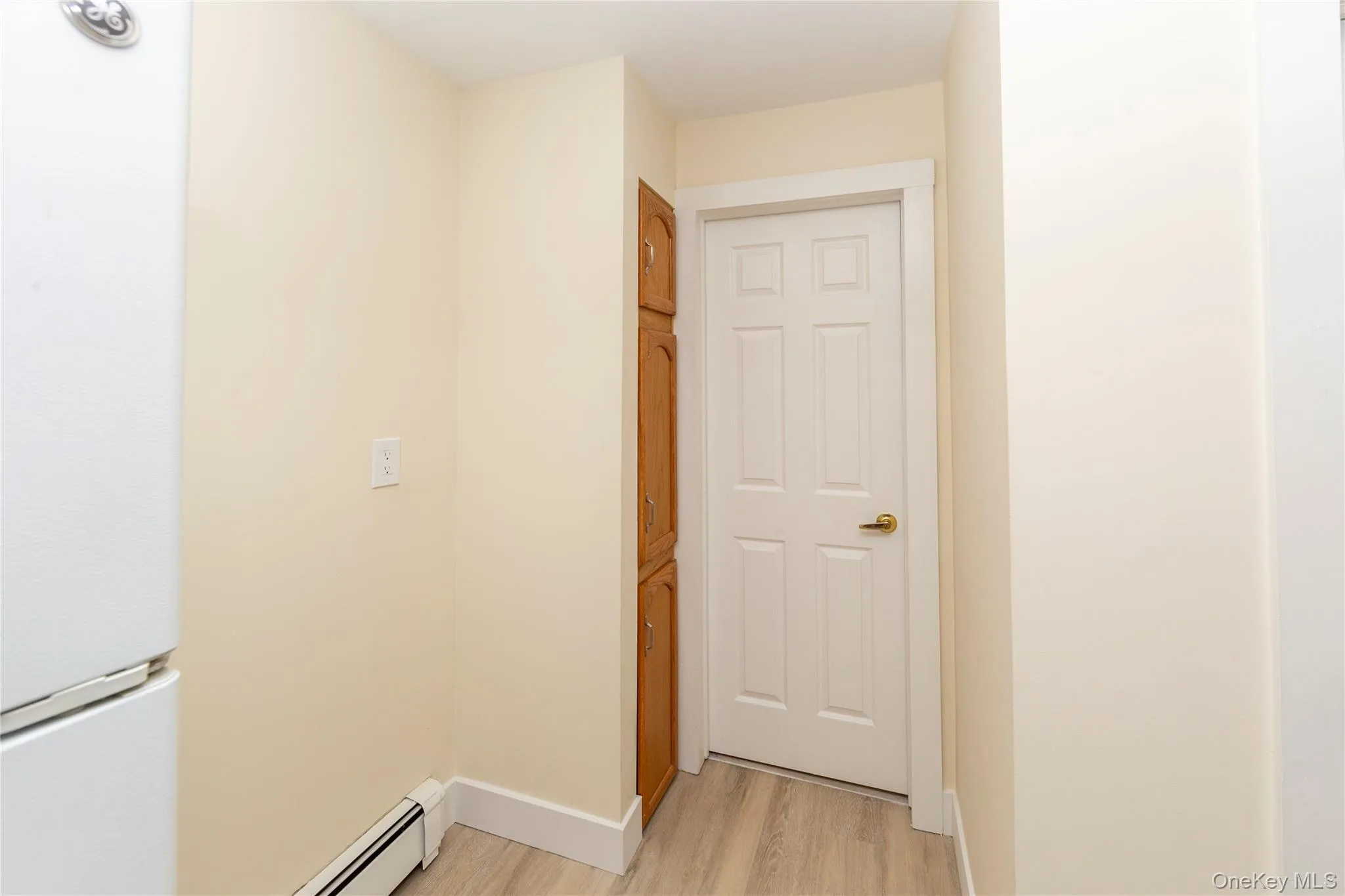 Door to the bathroom with cabinetry space just outside. Door to the bathroom with cabinetry space just outside.