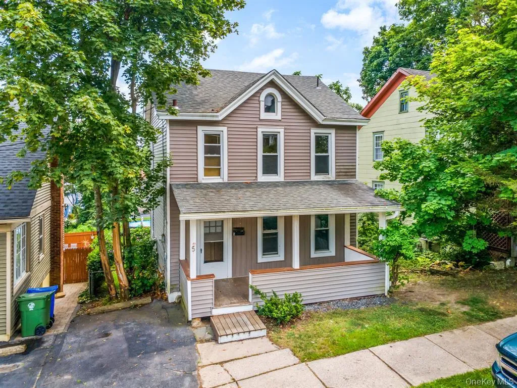 View of front facade featuring roof with shingles, board and batten siding, and covered porch View of front facade featuring roof with shingles, board and batten siding, and covered porch