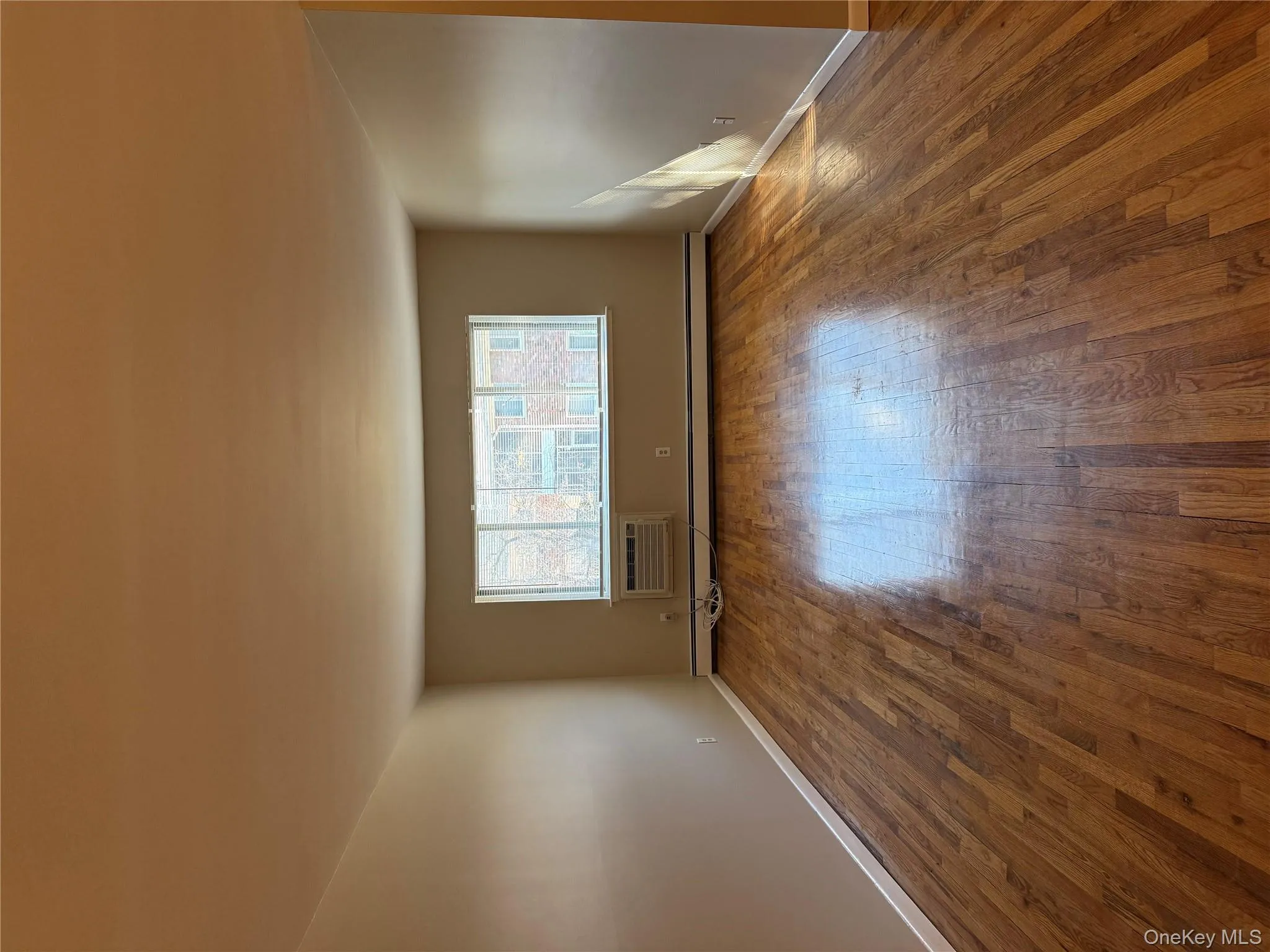 Extra large living room with hardwood flooring, a baseboard radiator, and a wall mounted air conditioner Extra large living room with hardwood flooring, a baseboard radiator, and a wall mounted air conditioner