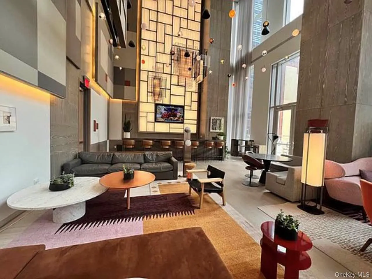 Lobby with a towering ceiling Lobby with a towering ceiling