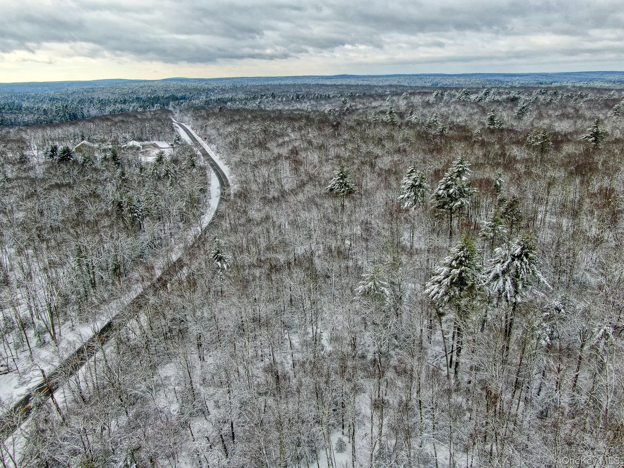 Aerial view of property and surrounding area with a forest Aerial view of property and surrounding area with a forest