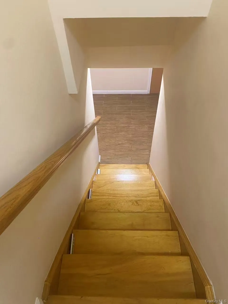 Staircase featuring wood finished floors Staircase featuring wood finished floors