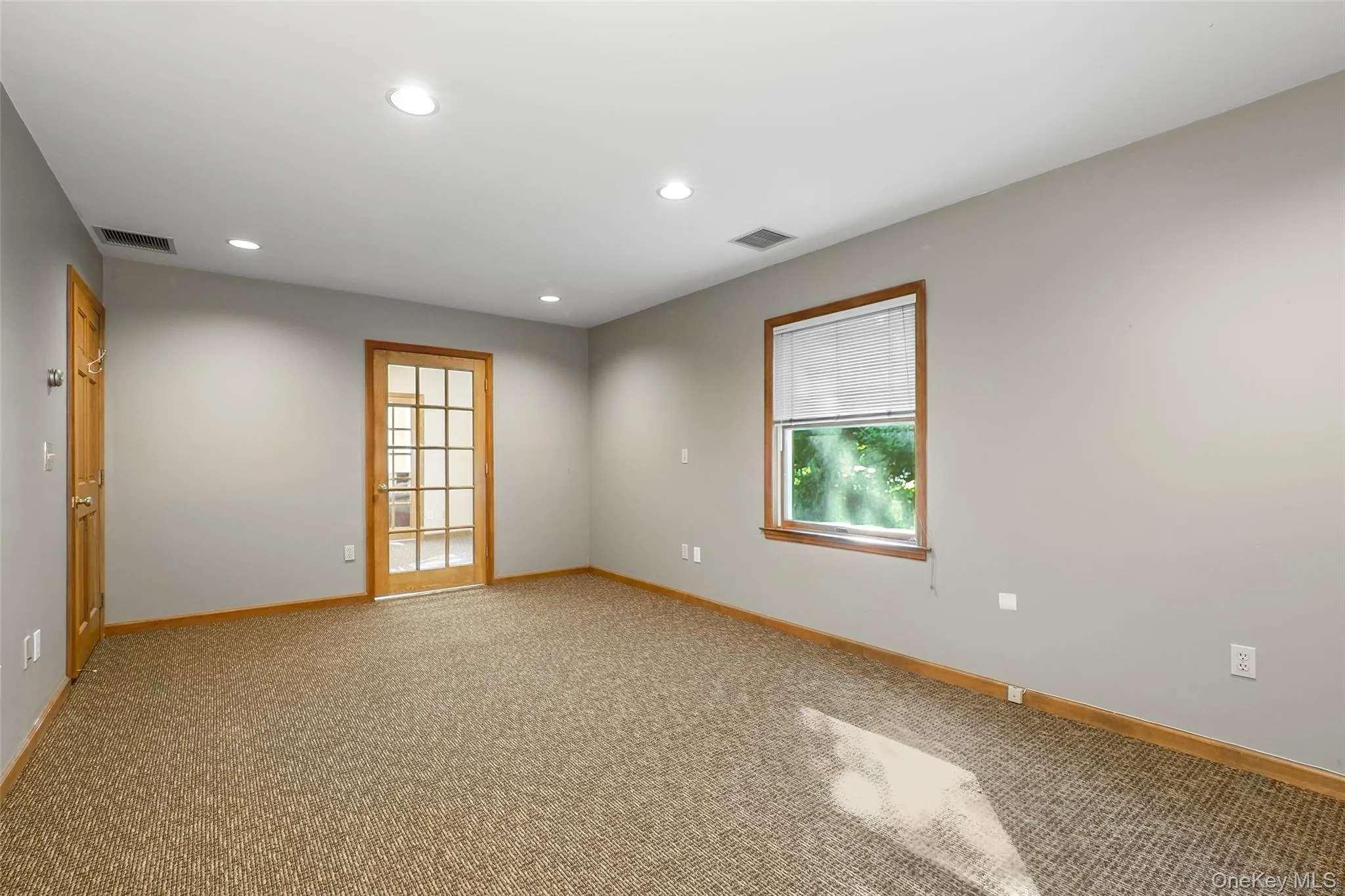Carpeted spare room with recessed lighting Carpeted spare room with recessed lighting