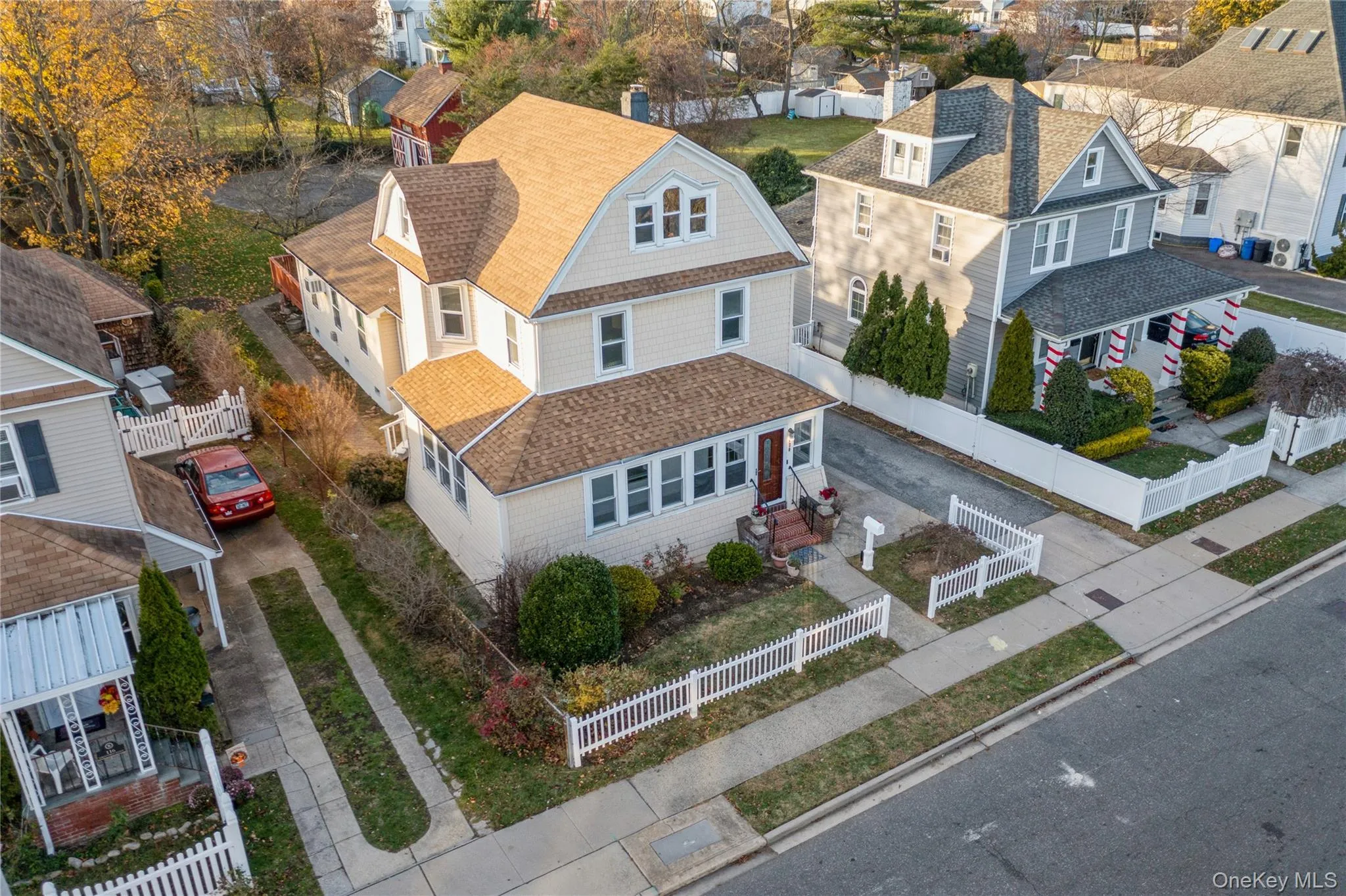 Aerial perspective of suburban area Aerial perspective of suburban area