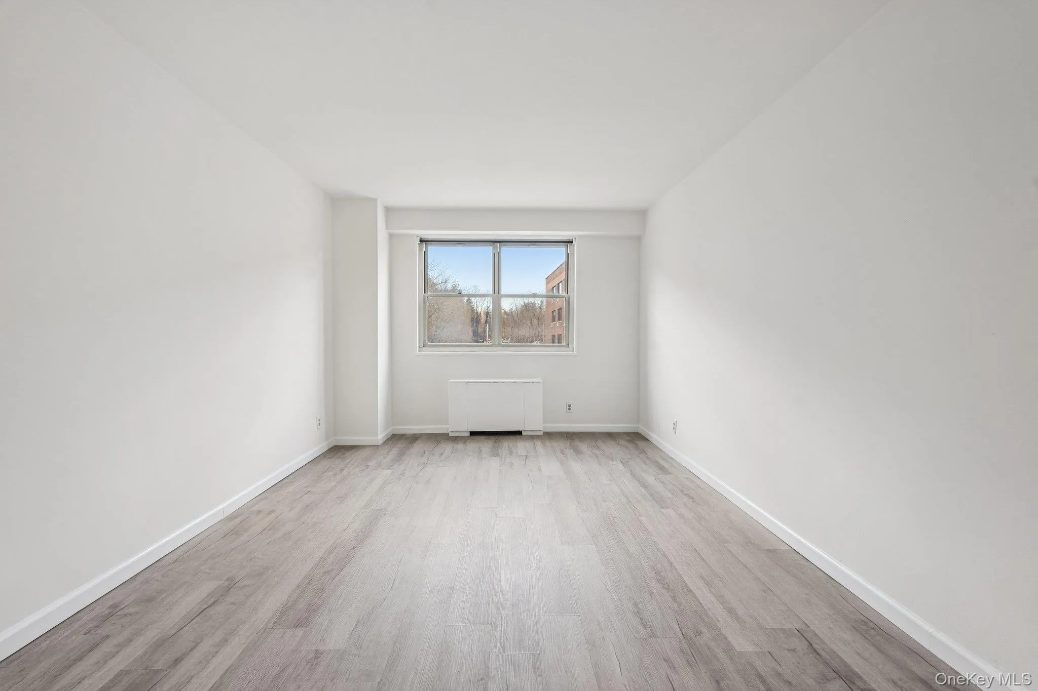 Unfurnished room featuring light wood-style floors and radiator Unfurnished room featuring light wood-style floors and radiator