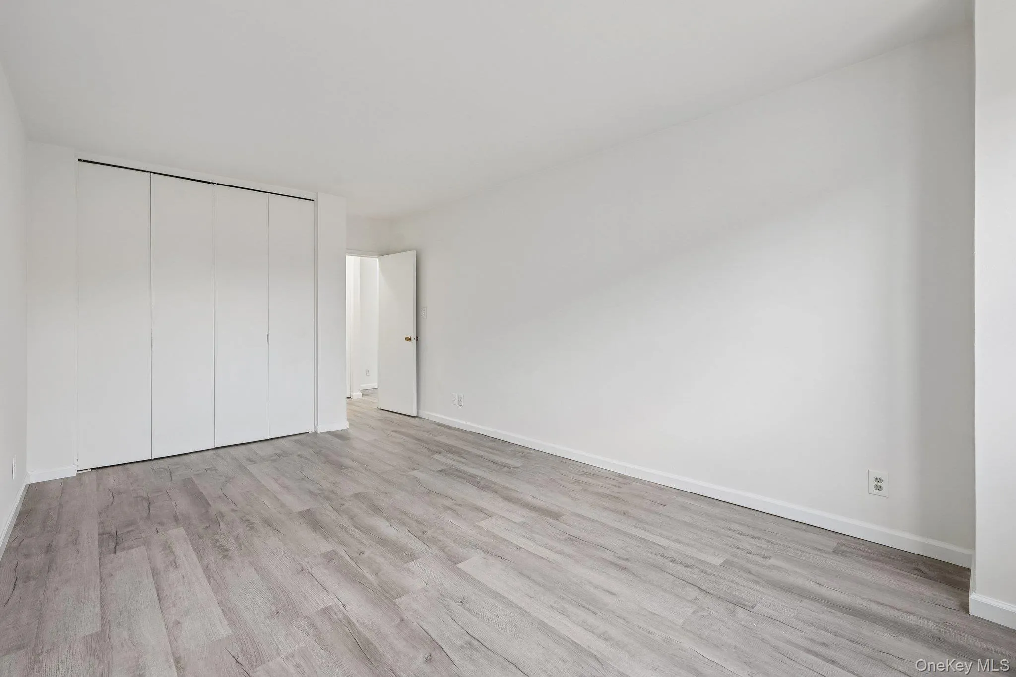 Unfurnished bedroom featuring light wood-style floors and a closet Unfurnished bedroom featuring light wood-style floors and a closet