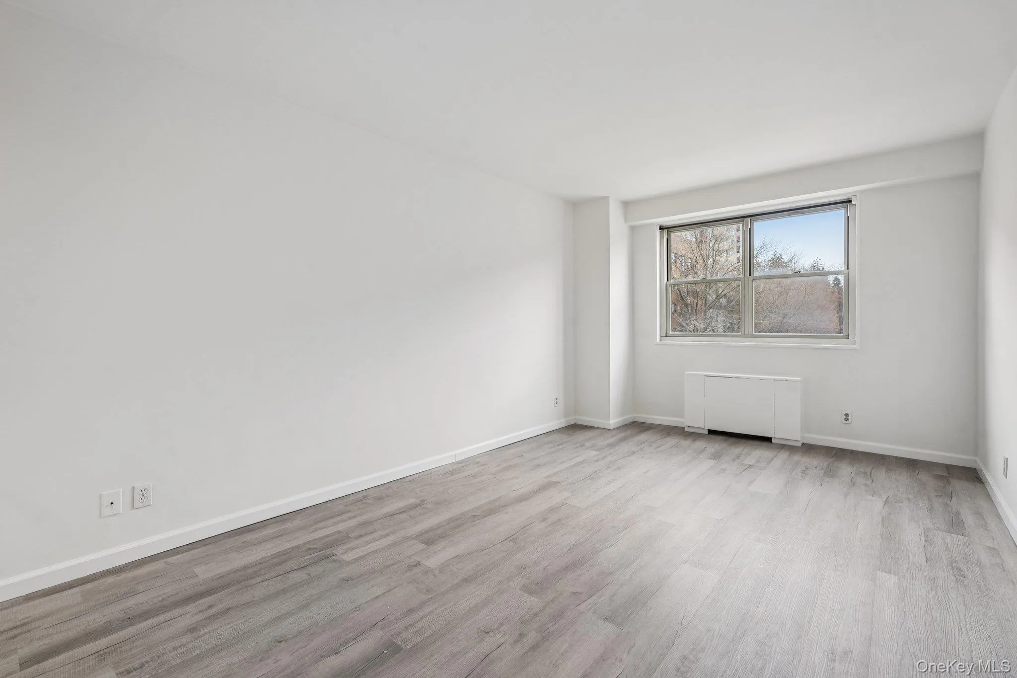 Unfurnished room with light wood-style floors and baseboards Unfurnished room with light wood-style floors and baseboards
