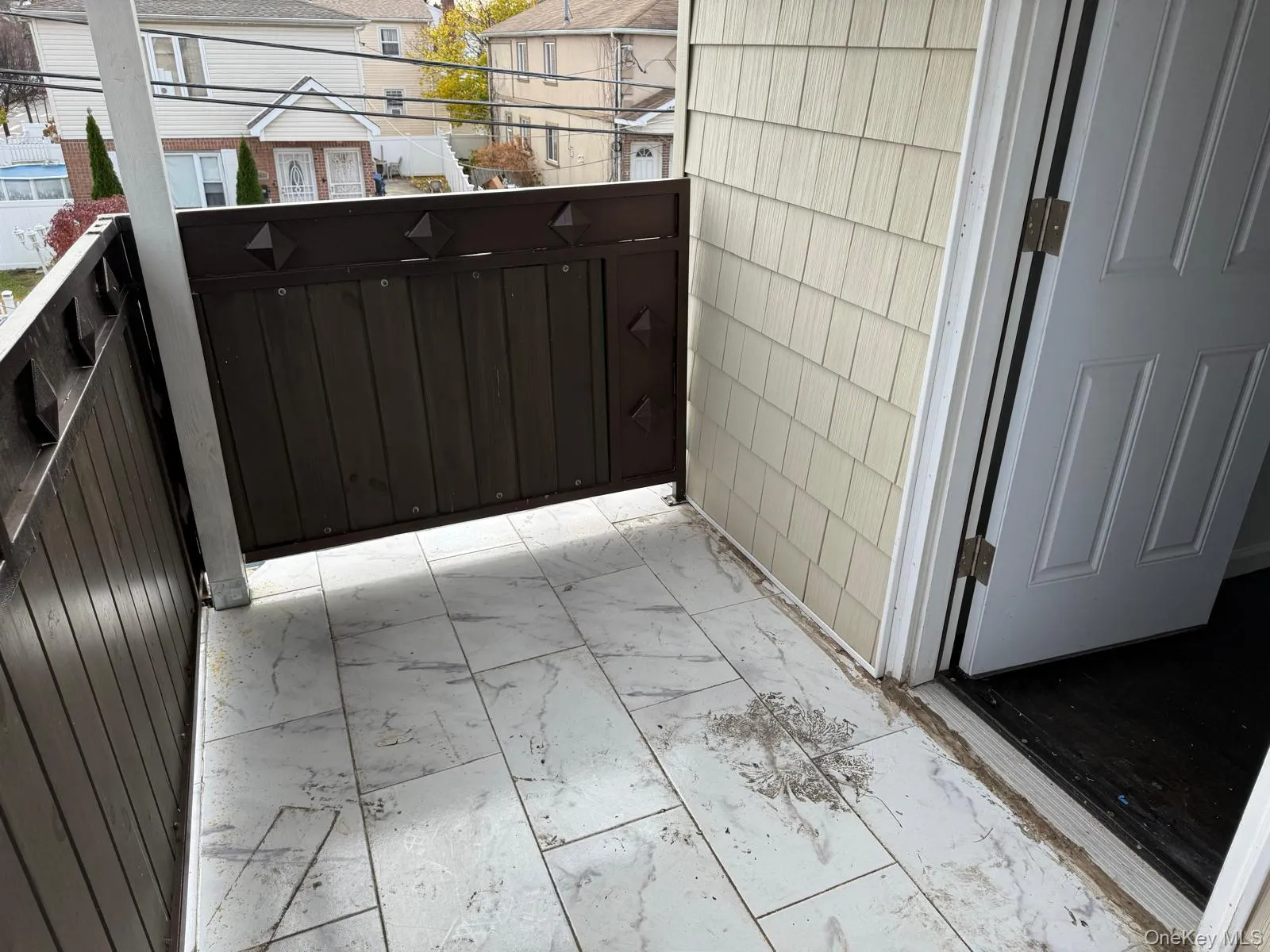 Balcony with a residential view Balcony with a residential view