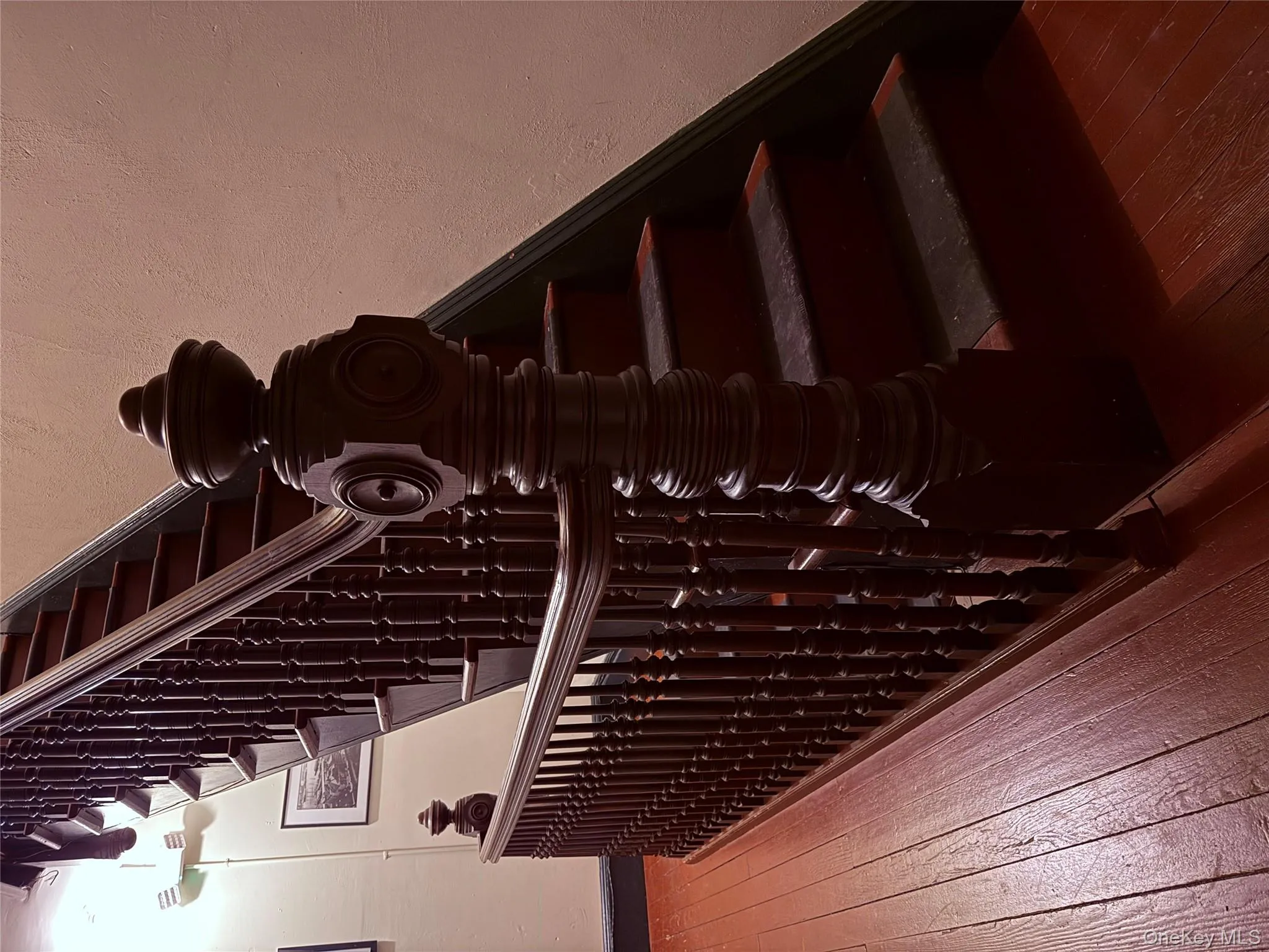 Hall Stairs showing the original 1875 Ornamental Newel Post and railings Hall Stairs showing the original 1875 Ornamental Newel Post and railings