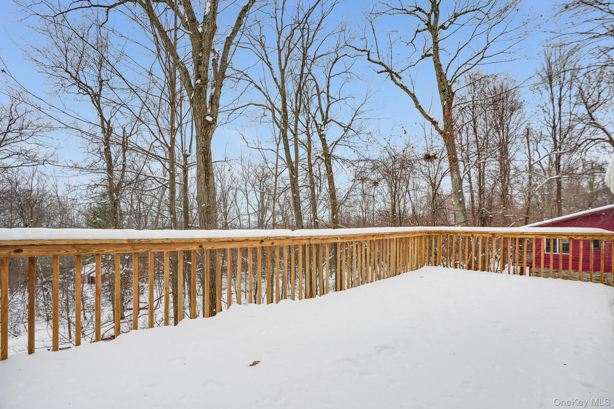 View of snow covered deck View of snow covered deck