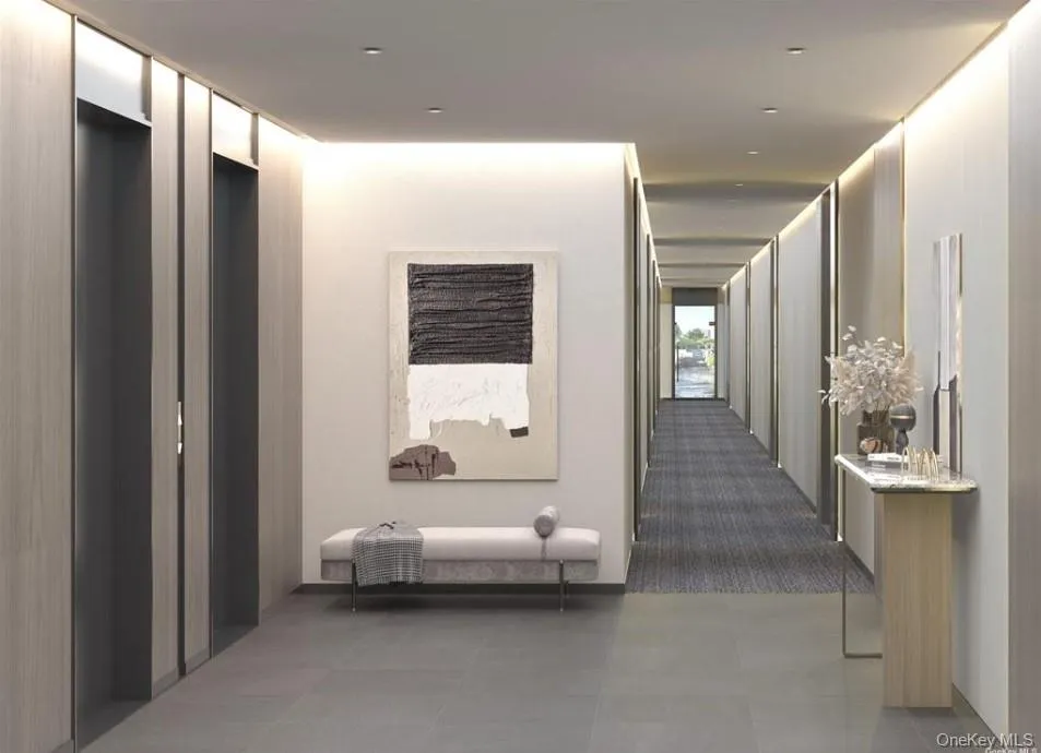 Hall with tile patterned flooring Hall with tile patterned flooring