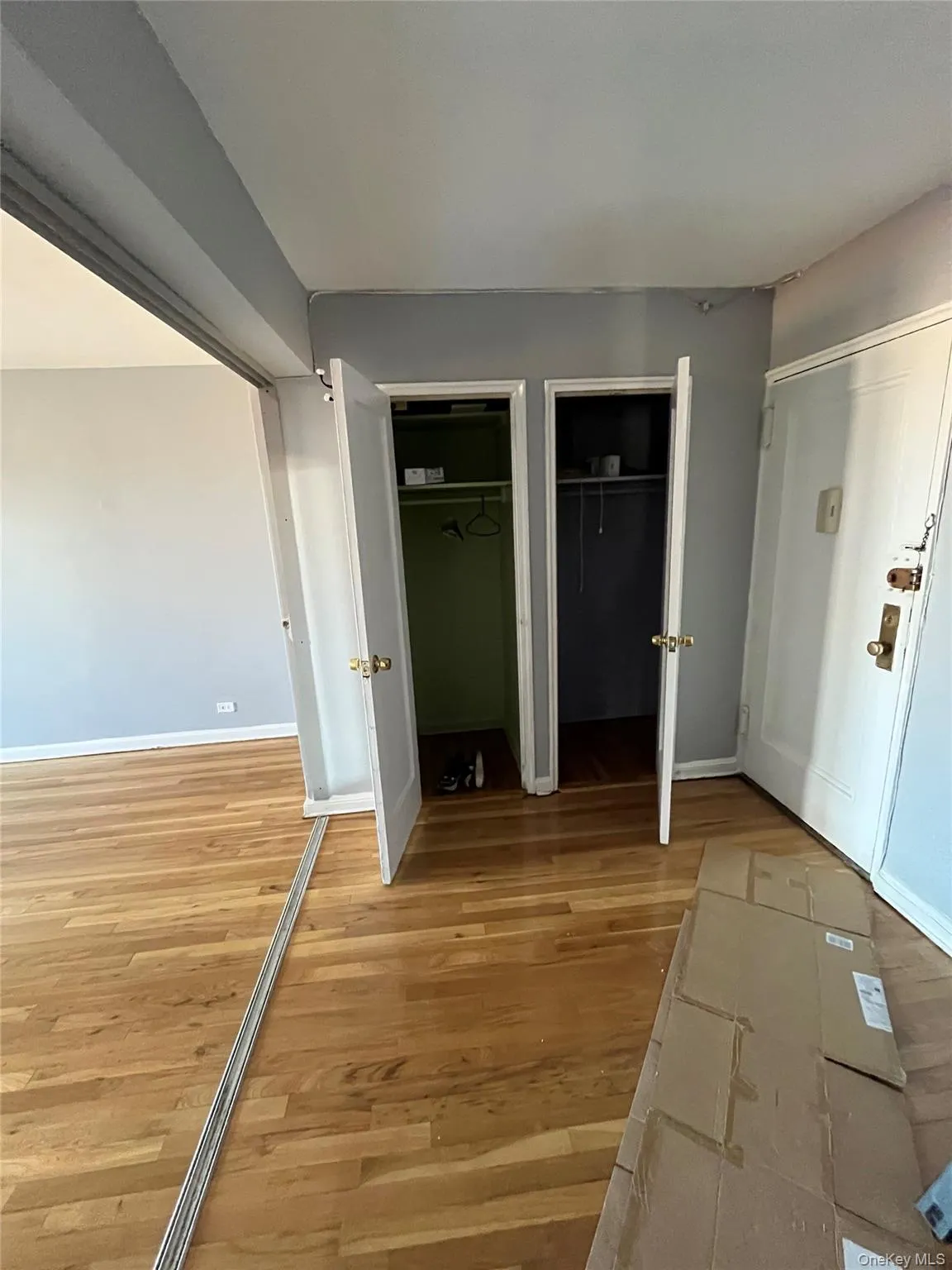Unfurnished bedroom featuring two closets and light wood finished floors Unfurnished bedroom featuring two closets and light wood finished floors