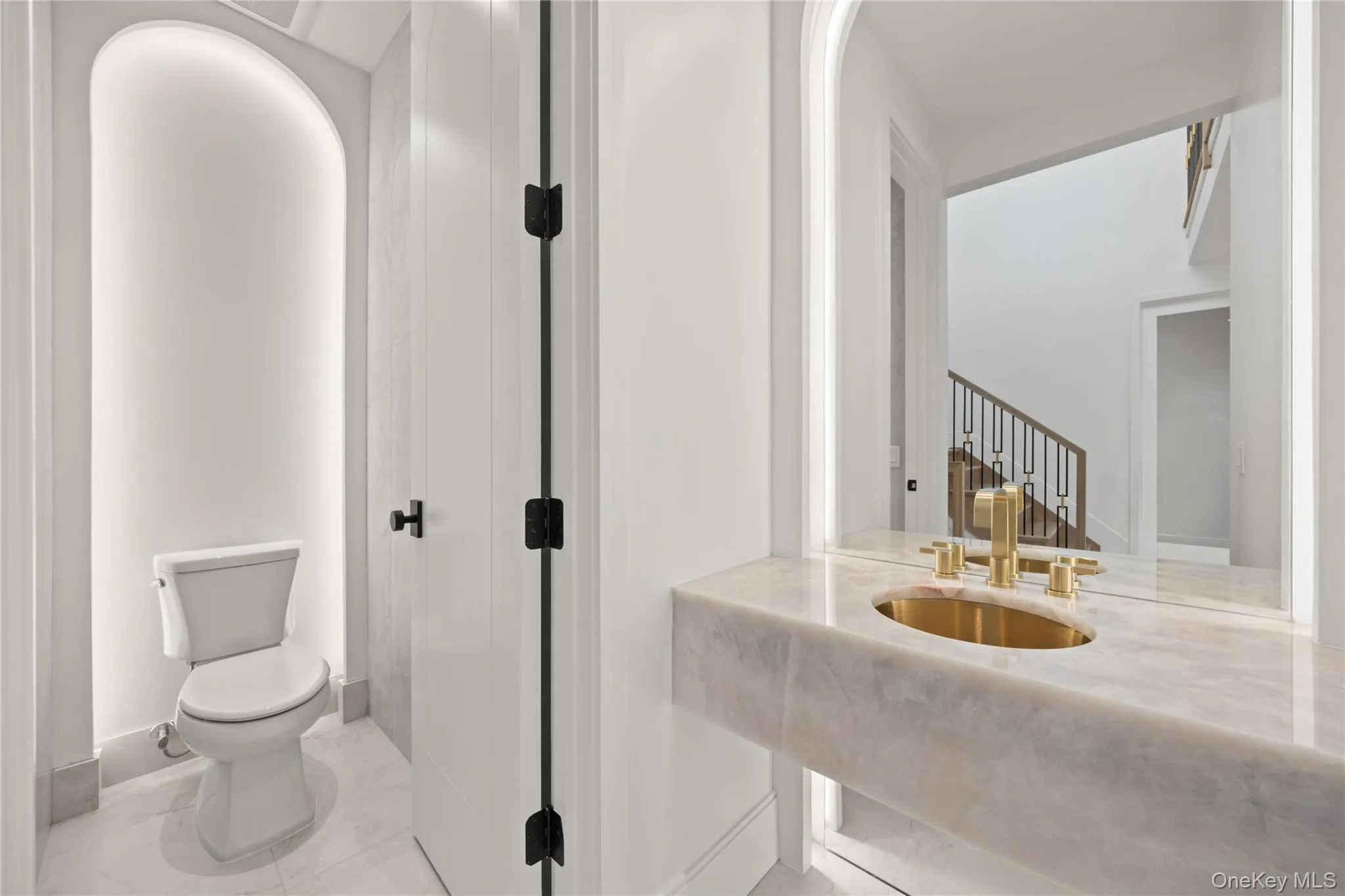 Marble Vanity with Gold Accents Marble Vanity with Gold Accents