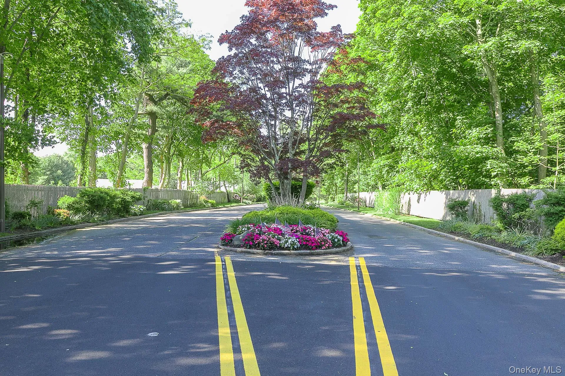 View of asphalt road with curbs View of asphalt road with curbs