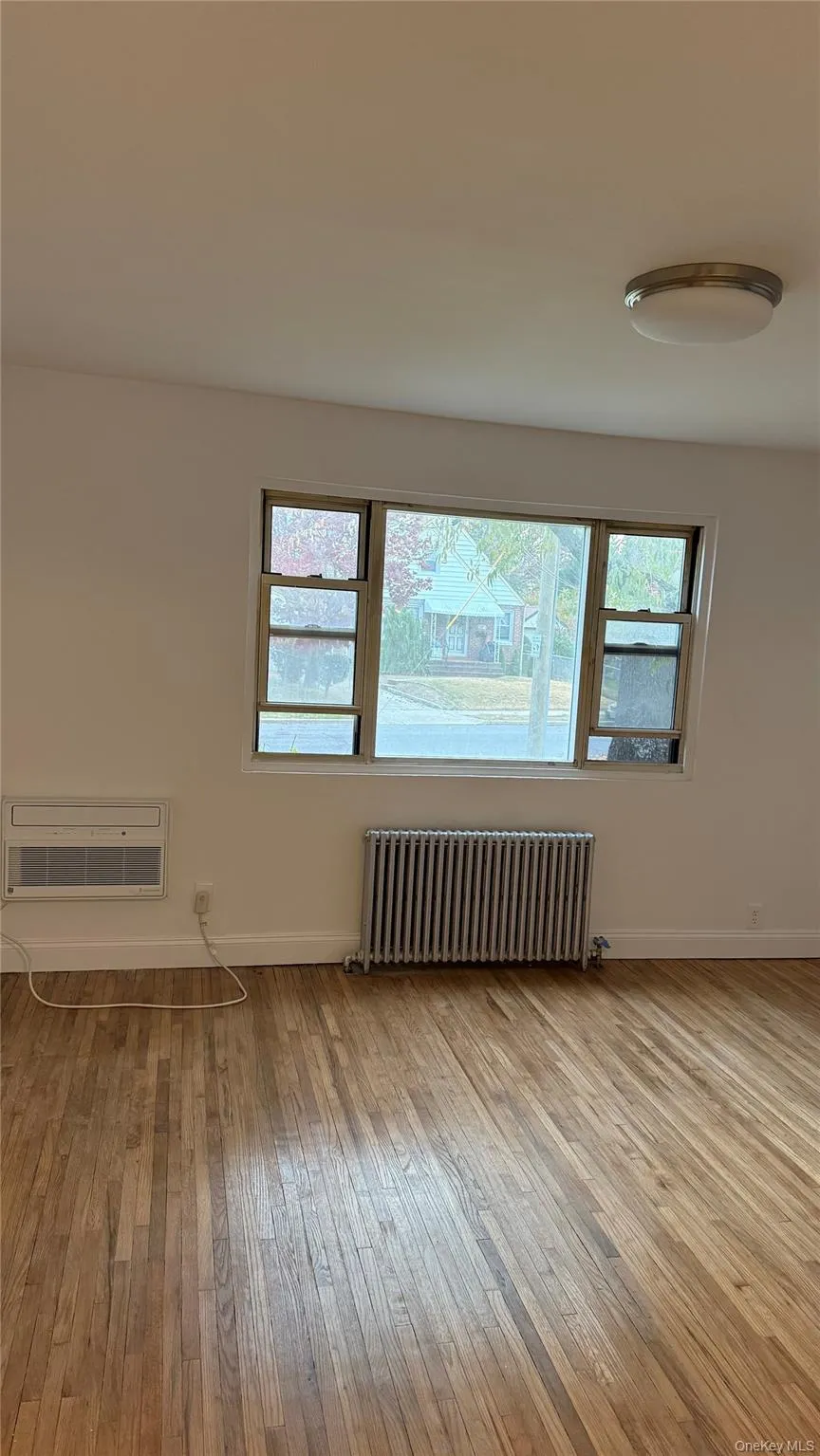 Unfurnished room with radiator and light wood-style floors Unfurnished room with radiator and light wood-style floors