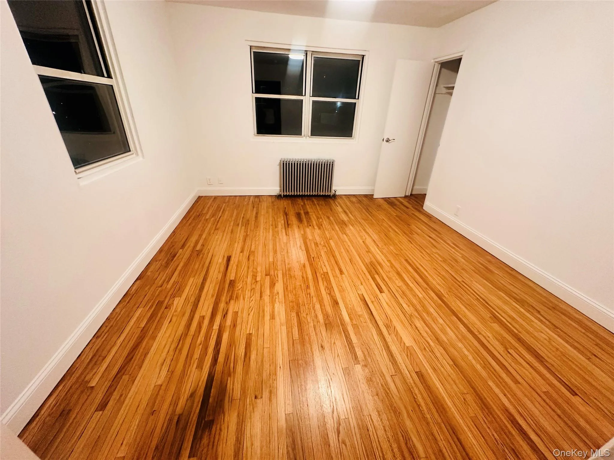 Spare room with light wood-style floors and radiator Spare room with light wood-style floors and radiator