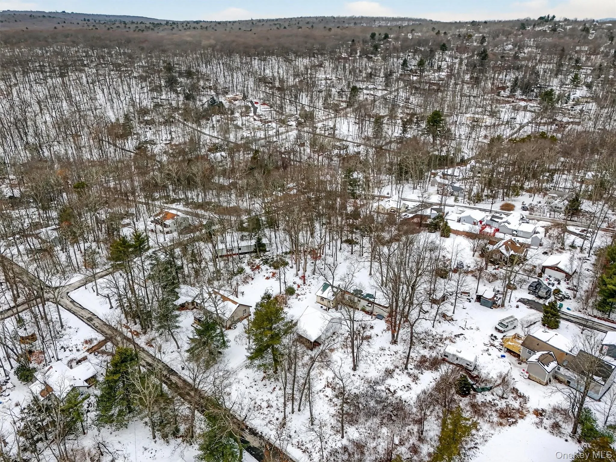 View of snowy aerial view View of snowy aerial view