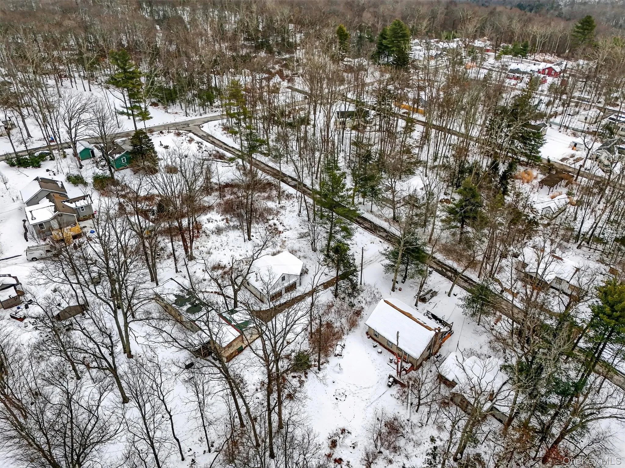 View of snowy aerial view View of snowy aerial view