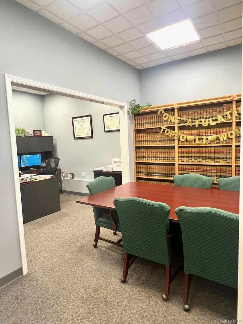 Wine area featuring light carpet and a paneled ceiling Wine area featuring light carpet and a paneled ceiling