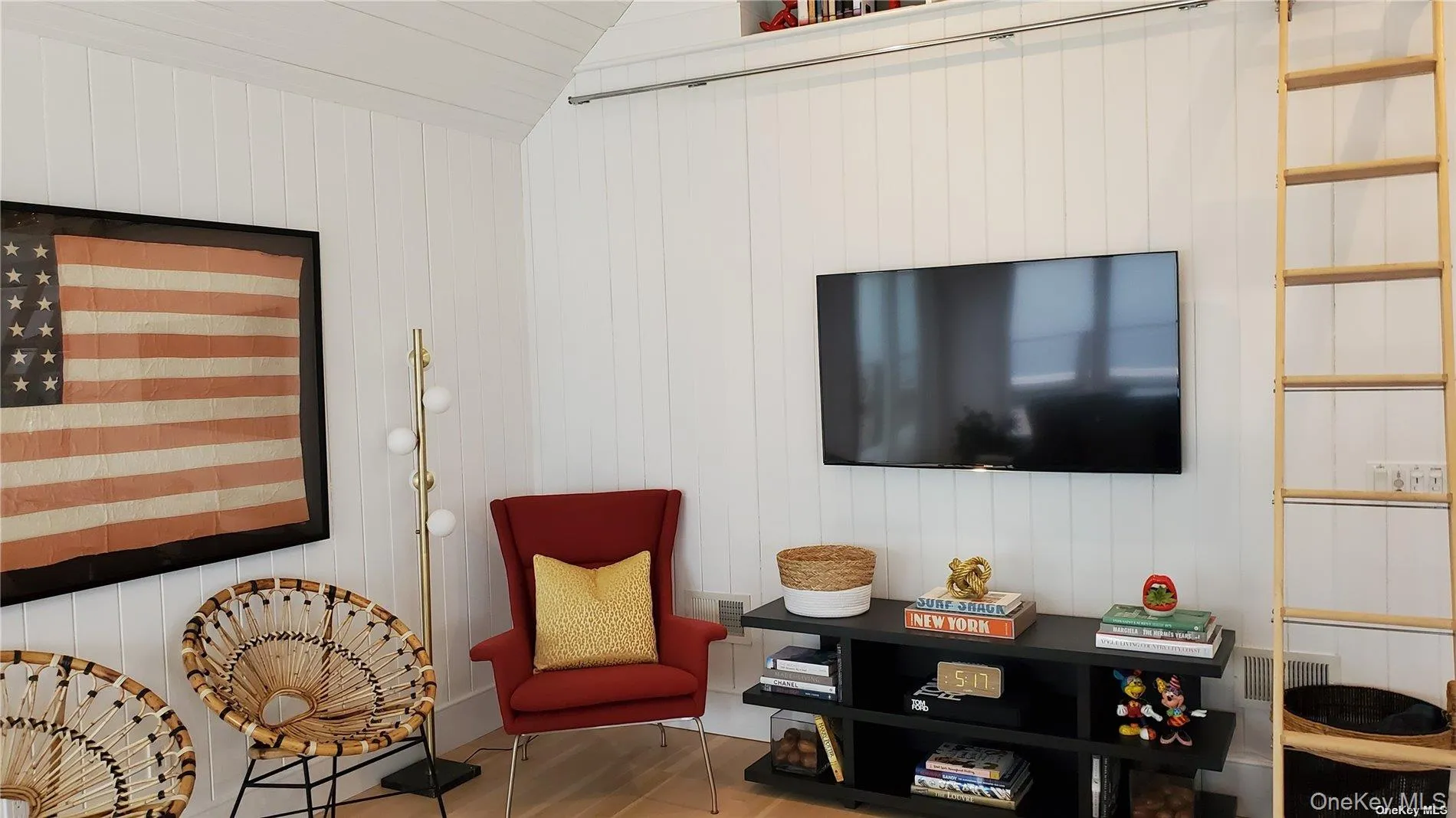 Living area with wooden walls Living area with wooden walls
