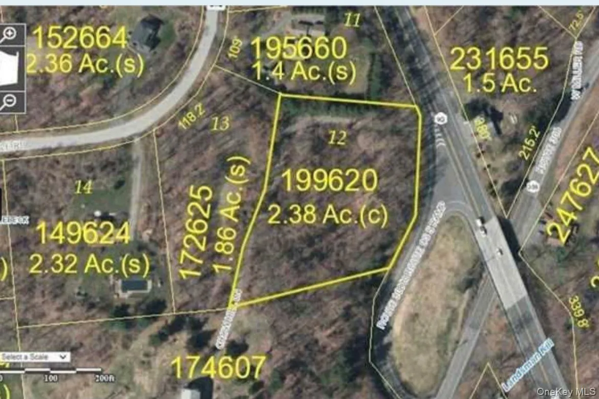 Aerial map of property and surrounding area featuring property parcel outlined Aerial map of property and surrounding area featuring property parcel outlined